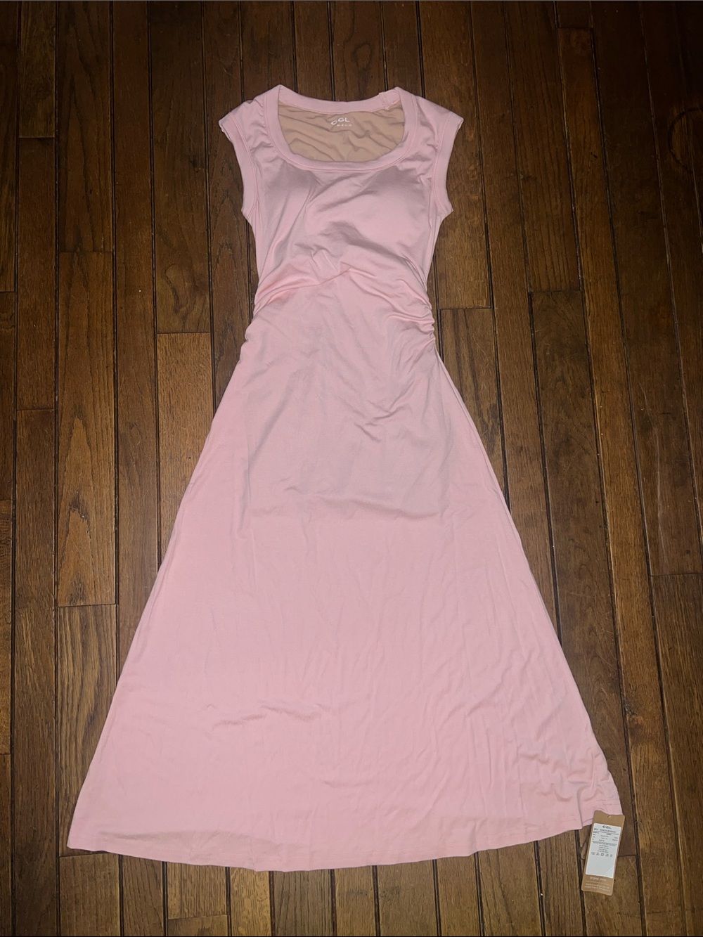 OGL Light Pink Scoop Neck Side Ruch Brami Bra Midi Dress Size XS NWT!